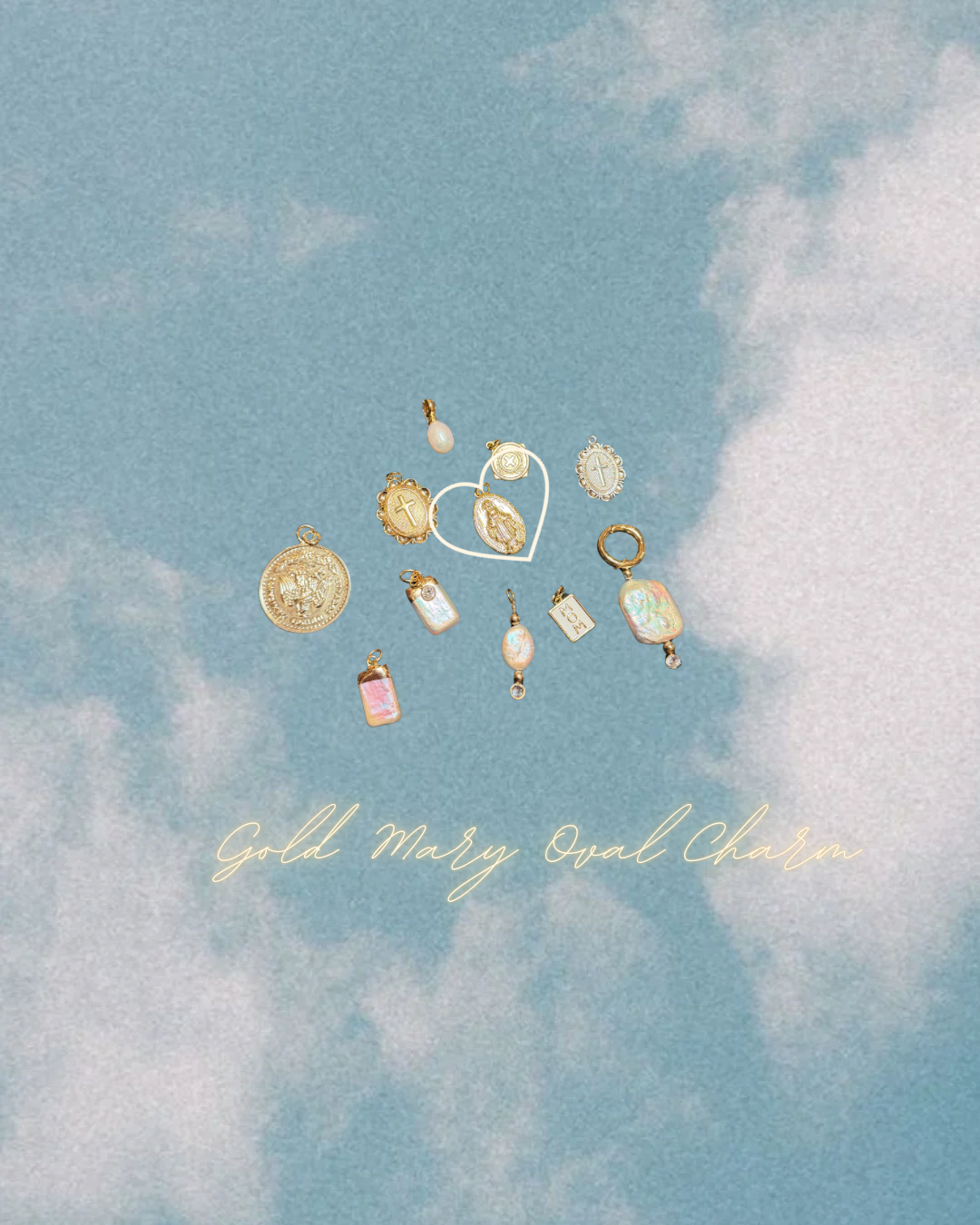 Oval Gold Mary Charm