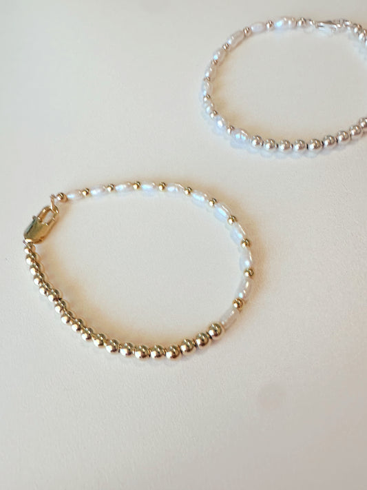 Half pearl half gold/silver Bracelet