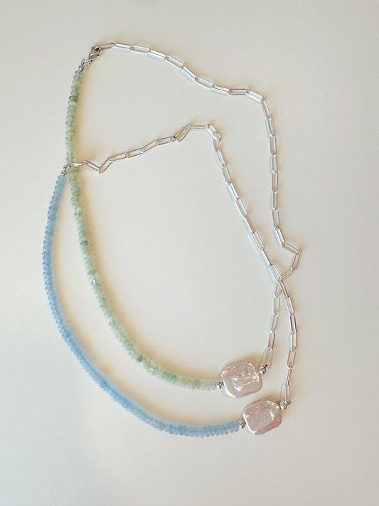 Blue/green bead chain pearl