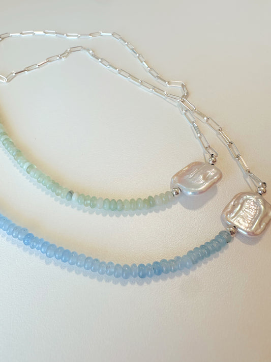 Blue/green bead chain pearl