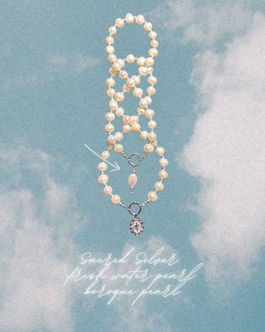 Silver Halo x Baroque Pearl Drop Necklace