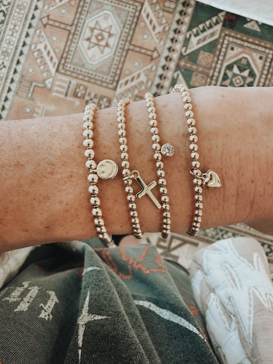 Gold Smiley Charm Stacker